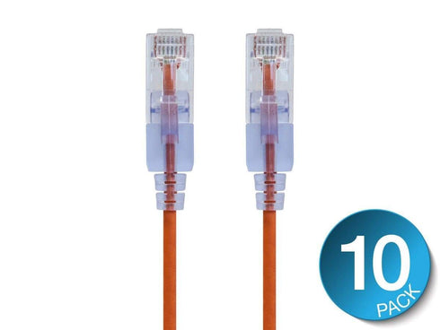 Monoprice Cat6A Ethernet Patch Cable - 5 Feet - Orange (10 Pack)