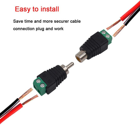 FULARR 20Pcs Professional RCA Connector Kit - 10 Pairs RCA Male Plug & Female Socket for AV Screw Terminal Block