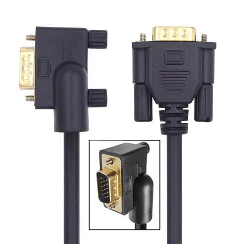 xiwai 90 Degree VGA RGB Cable Right Angled Male to Straight Male Extension Cord for Computer Monitor Projector 1m