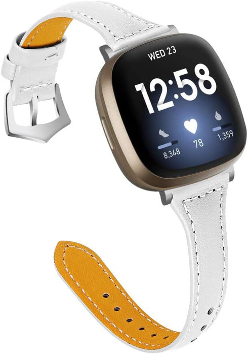 FitTurn Colorful Leather Bands Compatible with Fitbit Versa 4/Versa 3/Sense/Sense 2, Luxury Leather Sport Strap