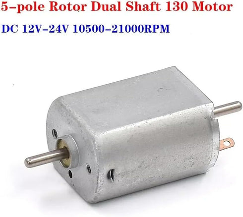 ROUPWKWO 1PC 5-Pole 130 12V-24V 21000RPM Rotor Carbon Electronic Starter DC High Speed Dual Shaft for RC Car Rail Train