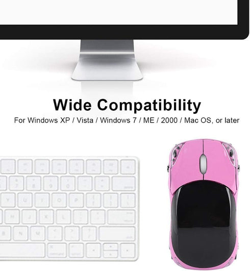 2.4G Wireless Optical Mouse, 3D Car Shape with USB Receiver for PC Laptop (F-car, pink)