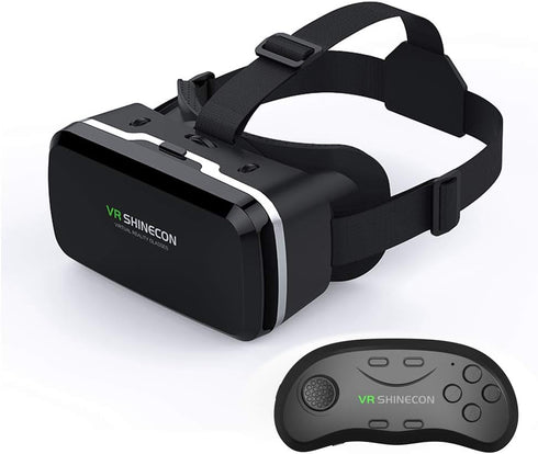 VR Headset with Remote Controller, 3D Glasses for VR Games & Movies, Compatible with iPhone & Android