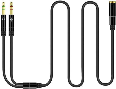 Headphone Splitter for Computer - 3.5mm Female to 2 Dual 3.5mm Male Audio Y Splitter Cable for Smartphone Headset to PC