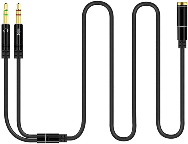 Headphone Splitter for Computer - 3.5mm Female to 2 Dual 3.5mm Male Audio Y Splitter Cable for Smartphone Headset to PC