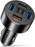 66W Multi-Port USB C Car Charger, PD&QC3.0 Super Fast Charger Adapter for iPhone/Android/Samsung/iPad Pro and More