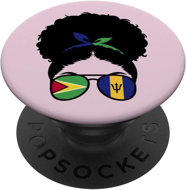 Half Guyanese Half Bajan Afro Bun PopSockets Swappable PopGrip