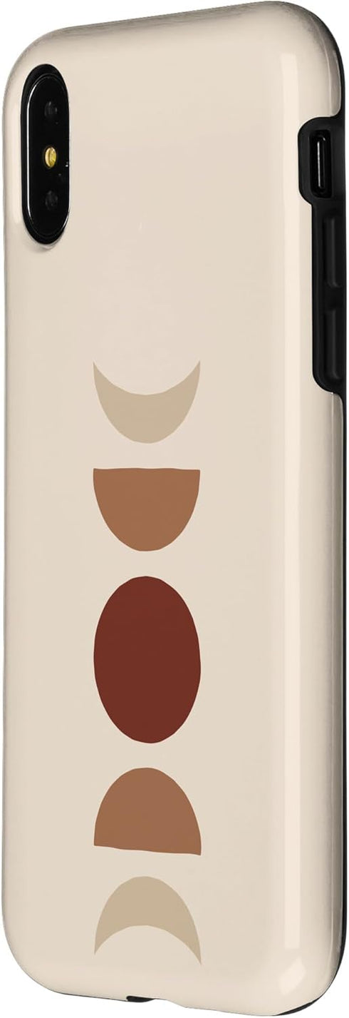 Boho Beige Rust Red Burnt Orange Case for iPhone X/XS Phases of Moon