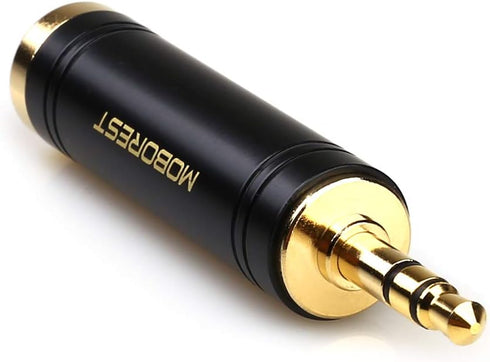 MOBOREST 3.5mm to 1/4'' Stereo Pure Copper Adapter, 1/8'' Male Plug to 1/4'' Jack Female Socket, Black - 1PCS