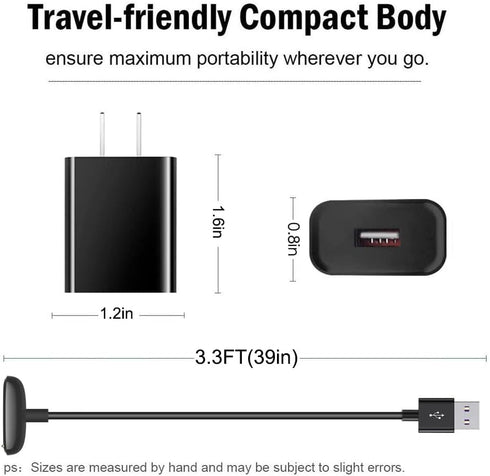 Replacement Watch Charger for Fitbit Charge 6/5, Luxe Charger Cable, Charging Dock with 5v1a Adapter (Black)