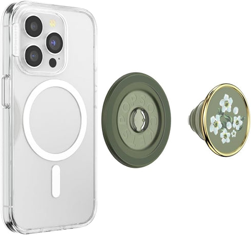 PopSockets Floral Relief Phone Grip Compatible with MagSafe, Wireless Charging Phone Holder