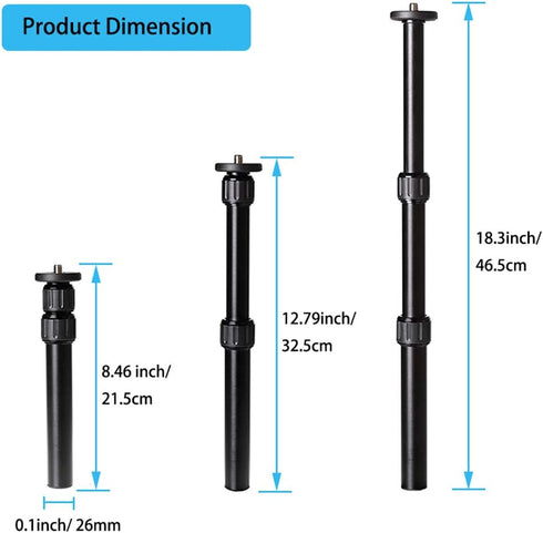 Tripod Center Column Extension Camera Mount Extender Telescopic Rod 3 Section Pole for Monopod DSLR Photo Studio Outdoor Macro Shooting