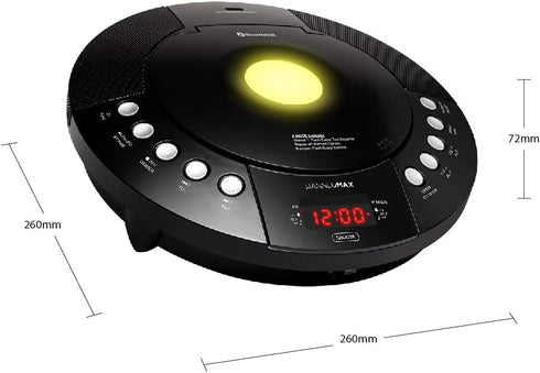 HANNLOMAX HX-330CD CD Player with FM Radio, Bluetooth, Alarm Clock, USB Port, and Remote Control (Black).