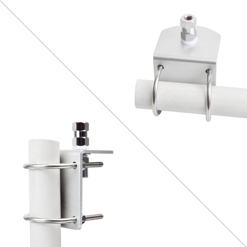 HYSHIKRA 3/8-24 (10MM Universal Aluminum Heavy Duty Antenna Mount, Outdoor Antenna Pole Mast Mount Bracket with U-Bolts