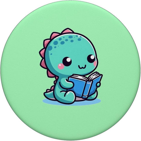 Cute Dinosaur Reading Book PopSockets Standard PopGrip