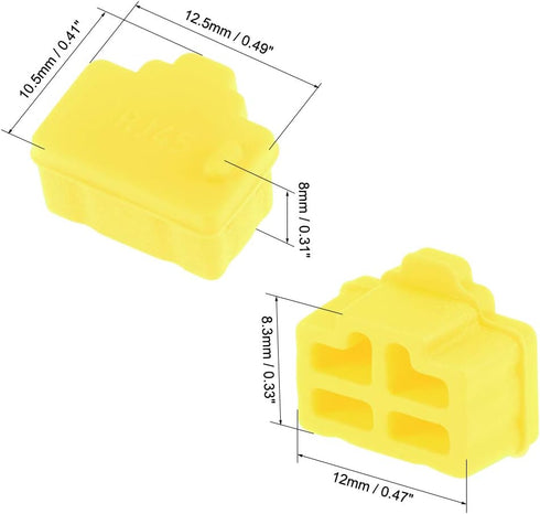 uxcell 20pcs RJ45 Silicone Protectors - Ethernet Hub Port Anti Dust Cap Cover, Yellow