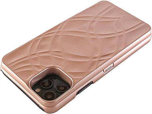 Hidden Back Mirror Wallet Case for iPhone 11 Pro Max (2019) 6.5 inch with Stand Feature and Card Holder (Rose Gold)