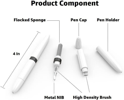 ECP4in1 Airpod Cleaner Kit, Tool for Airpods Pro 1 2 3, Flocked Sponge, Metal Pen Tip, 2 High-Density Brush - Black