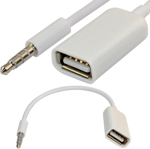 3.5mm Male AUX Audio Plug Jack to USB 2.0 Female Converter Cable