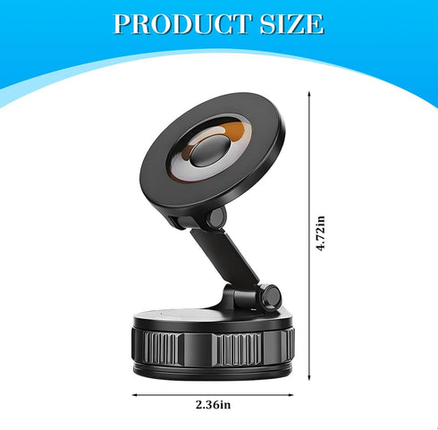 SWPHRT 360 Vacuum Magnetic Car Phone Holder, Rotation Vacuum Suction Vehicle Cell Phnoe Mount, Foldable Retractable