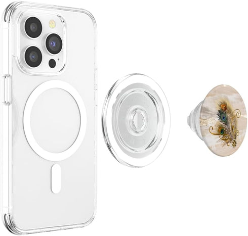 SillyMe Peacock Feathers Gold Collapsible PopSockets PopGrip for MagSafe