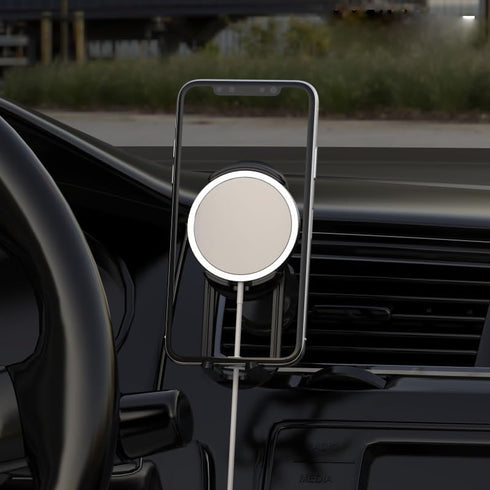 ThtRht 17mm Car Phone Holder Mount with Ball Joint Socket Adapter Clamp Charging Stand for Apple MagSafe Charger iPhone