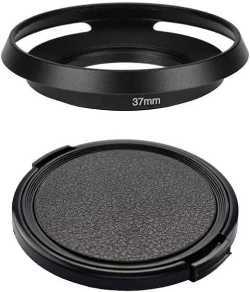 37mm Metal Lens Hood & Lens Cap Compatible for Olympus E-M10 IV/E-M10 III E-PL7 kit Zuiko 14-42mm Lens (1+1 Pack)