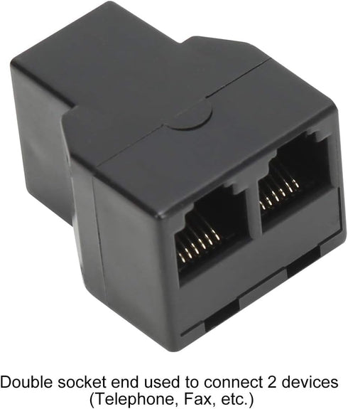 Uvital RJ12 6P6C 3 Female Telephone Line Splitters, Phone Jack Splitter, Telephone Landline Cable Connector (Black, 30