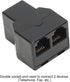 Uvital RJ12 6P6C 3 Female Telephone Line Splitters, Phone Jack Splitter, Telephone Landline Cable Connector (Black, 30