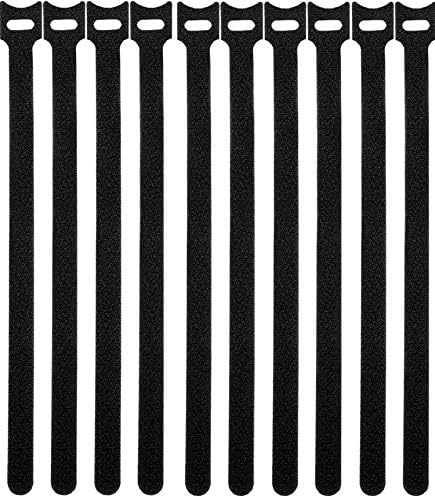 50 Pcs Reusable 12 Inch Fastening Cable Ties, Microfiber Cloth Hook and Loop Cord Ties, Black