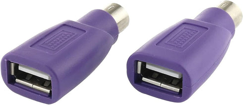 USB to PS2 Adapter 2PCS, Purple USB Female to PS/2 Male Converter for Mouse and Keyboard
