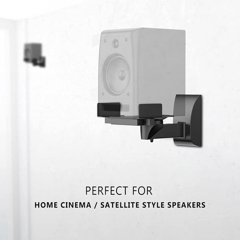 WALI Speaker Wall Mounts, Dual Side Clamping Bookshelf Mounting Bracket for Large Surrounding Sound Speakers, Holds up