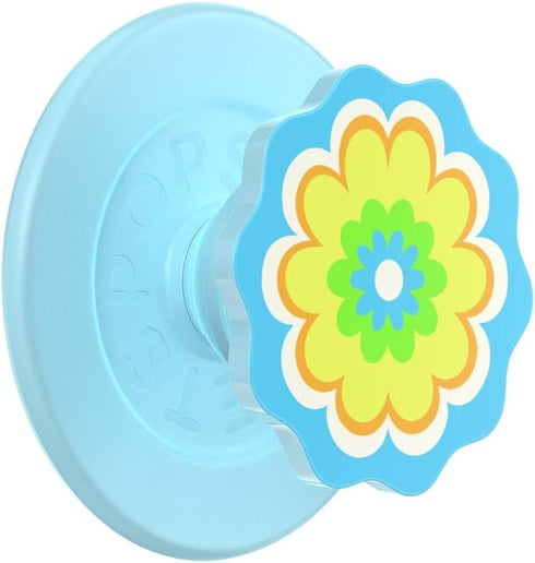Kaleidoscope Blue PopSockets Round Phone Grip, Compatible with MagSafe, Adapter Ring Included