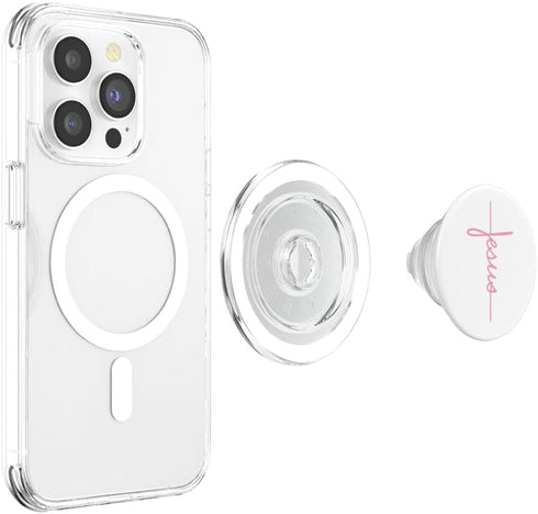 Jesus Cross Christian PopSockets Lovely Gift Idea for Women in Pink, PopGrip for MagSafe