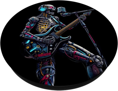 Cyberpunk Robotic Skeleton Electric Guitar Music Streetwear PopSockets Standard PopGrip
