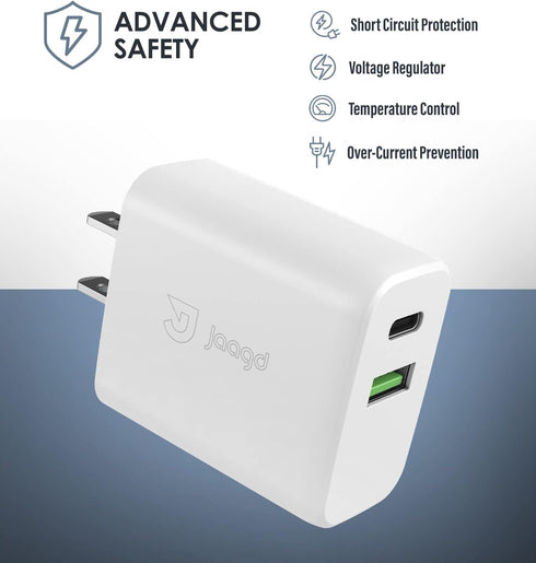 20W Charger Set for iPhone and iPad, USB C and USB Dual Wall Charger with Type-C Lightning Cable Compatible with iPhone