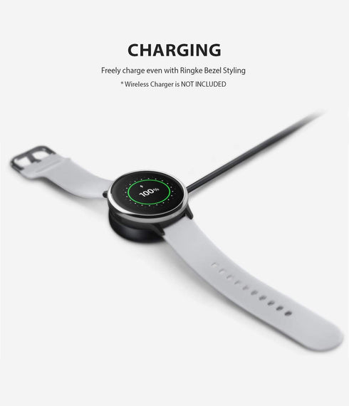Ringke Bezel Styling Cover for Galaxy Watch Active 2, 40mm Only, Glossy Silver Adhesive Accessory