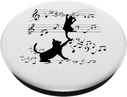 Black Cats Playing With Music Note Cat Lover Design PopSockets Standard PopGrip