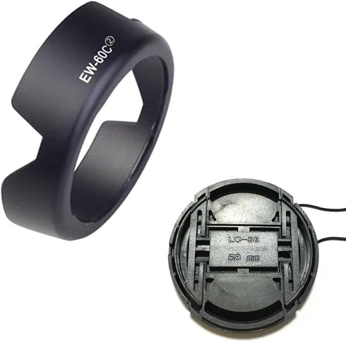 EW-60C Lens Hood & 58mm Lens Cap, Compatible for Canon T8i T7i 4000D Camera Kit EF-S 18-55mm Lens (2 Pack)