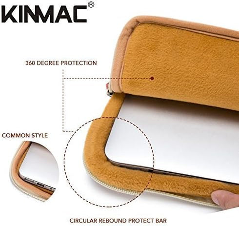 Kinmac Grey Canvas 360° Protective Vertical Style Waterproof Laptop Sleeve with Pocket for iPad 12.9",MacBook Air/Pro 13" and 12.5 inch-13.3 inch Laptop by Kinmac