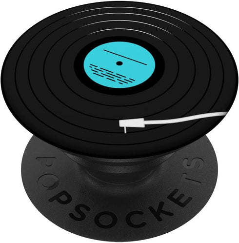 PopSockets Standard PopGrip Retro Vinyl Cyan Blue Record Player LP Art Music Design