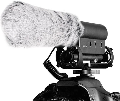 SGC-598 3.5mm Interview Shotgun Microphone with Windscreen Muff, Cardioid Directional Mic for DSLR Cameras