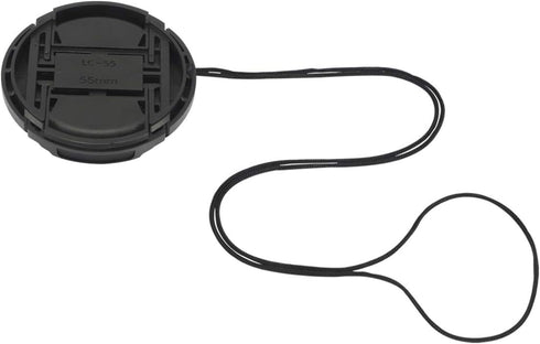 Haoge 55mm Center Pinch Snap On Front Lens Cap Cover with Cap Keeper for Canon Nikon Sony Fujifilm Sigma