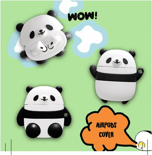Yatchen AirPod Cover Case, Cute 3D Cartoon Panda Soft Silicone with Keychain for AirPods 1/2, Kawaii Funny Wireless