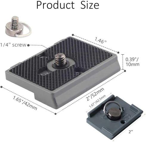 Quick Release Plate for Manfrotto 200pl-14 Rc2 Camera Tripod Head (Pack of 2) Black