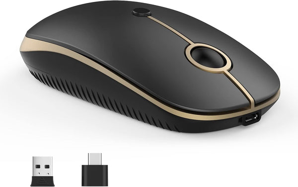 VssoPlor Type C Wireless Mouse, USB C Rechargeable Portable Quiet Mouse for MacBook, iPad, Dual Mode for PC, Laptop