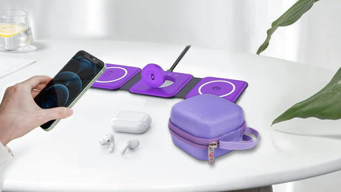 khanka Hard Travel Case for Iseyyox/RTOPS/Hicober/UCOMX Nano 3 in 1 Wireless Charger, Case Only (Purple)