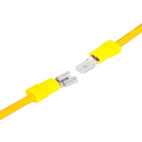 HKS 100PCS Yellow Female Vinyl Insulated Spade Connector, 12-10 AWG, Electrical Quick Disconnect Wire Connectors Kit