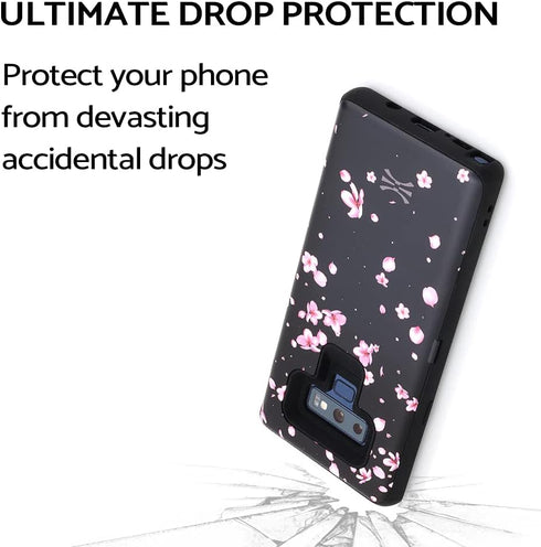 TORU CX PRO Case for Galaxy Note 9 - Slim Protective Cover with Card Holder & Kickstand, Flowers