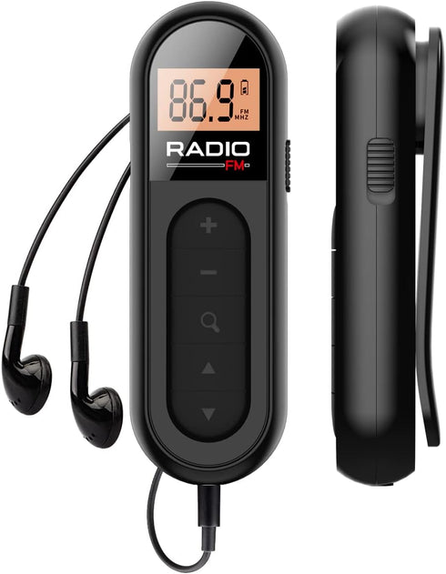 FM Radio, Rechargeable Portable Pocket Transistor Radio with Best Reception, LCD Digital Tuning, Black